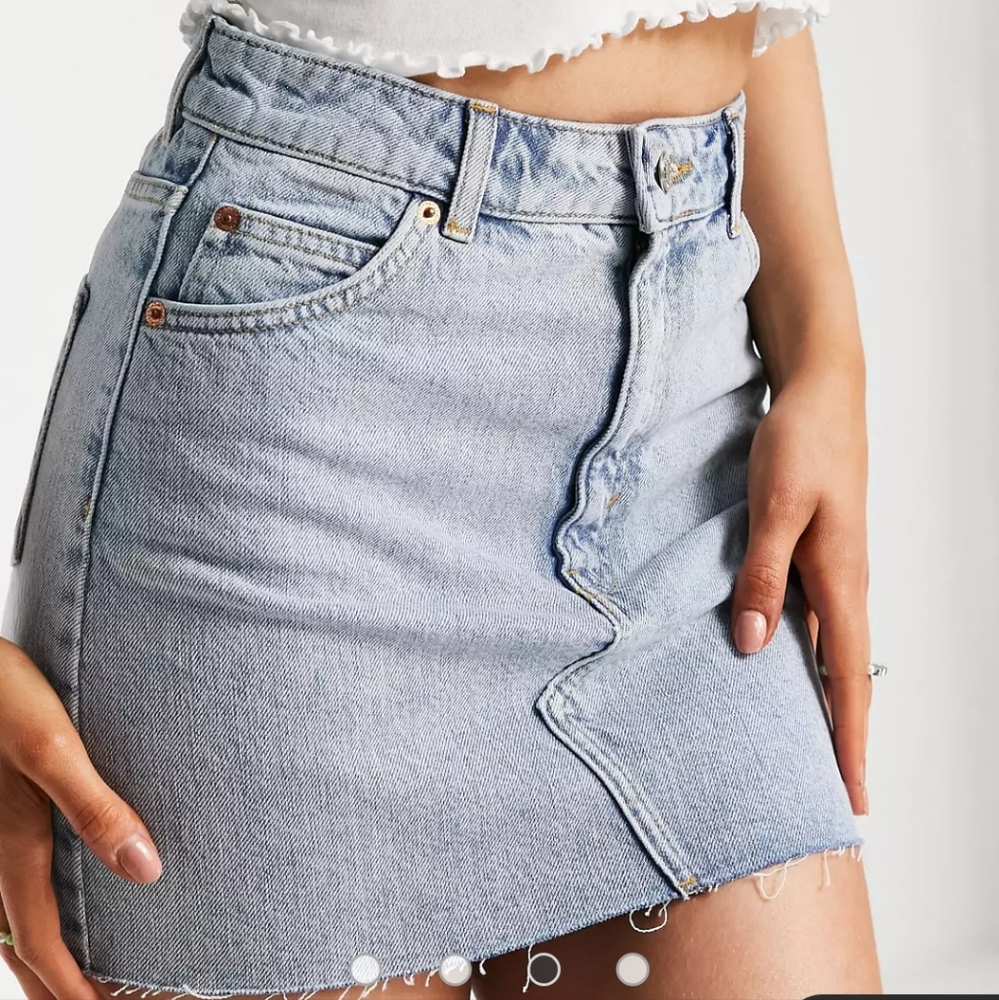 Topshop Light Blue Denim Midi Skirt